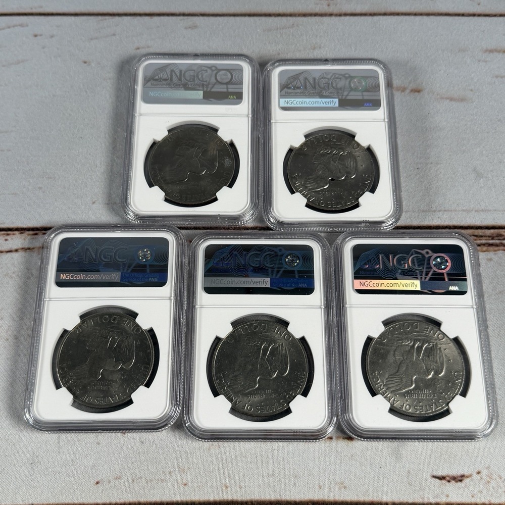 (5) 1972 Eisenhower Dollar Type 2 NGC Brilliant Unc (Don't Tread on Me Label) - Picture 5 of 8